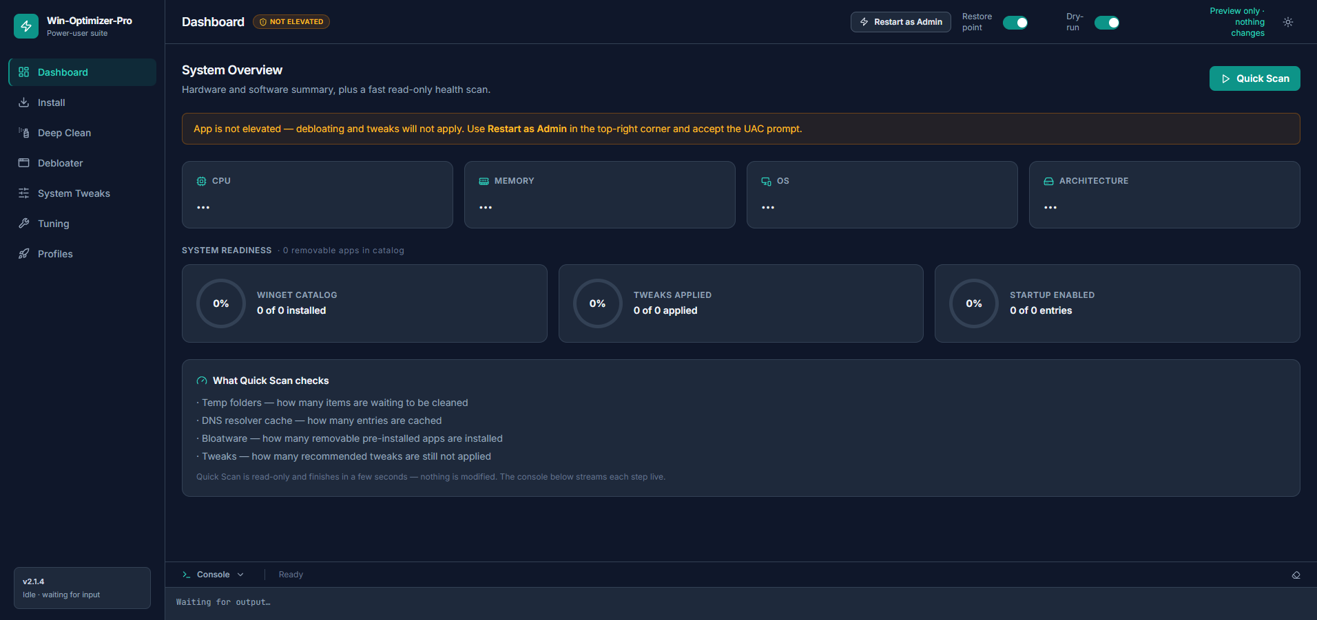 Win-Optimizer-Pro dashboard
